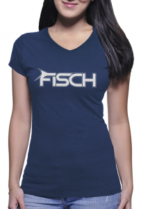 006: Women’s Navy V-Neck with Logo on front.